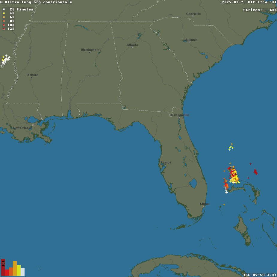 Blitzortung SE US Lightning Map Lightning