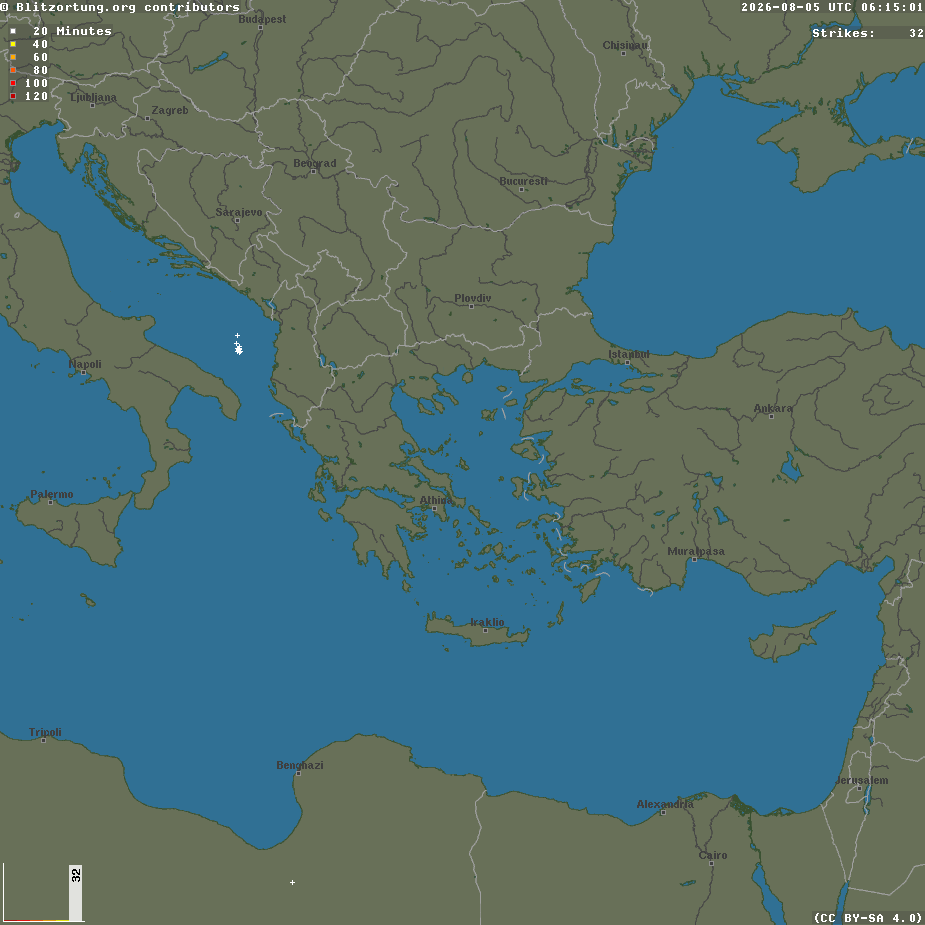 Live χάρτης κεραυνών και ηλεκτρικών φαινομένων στην Ελλάδα