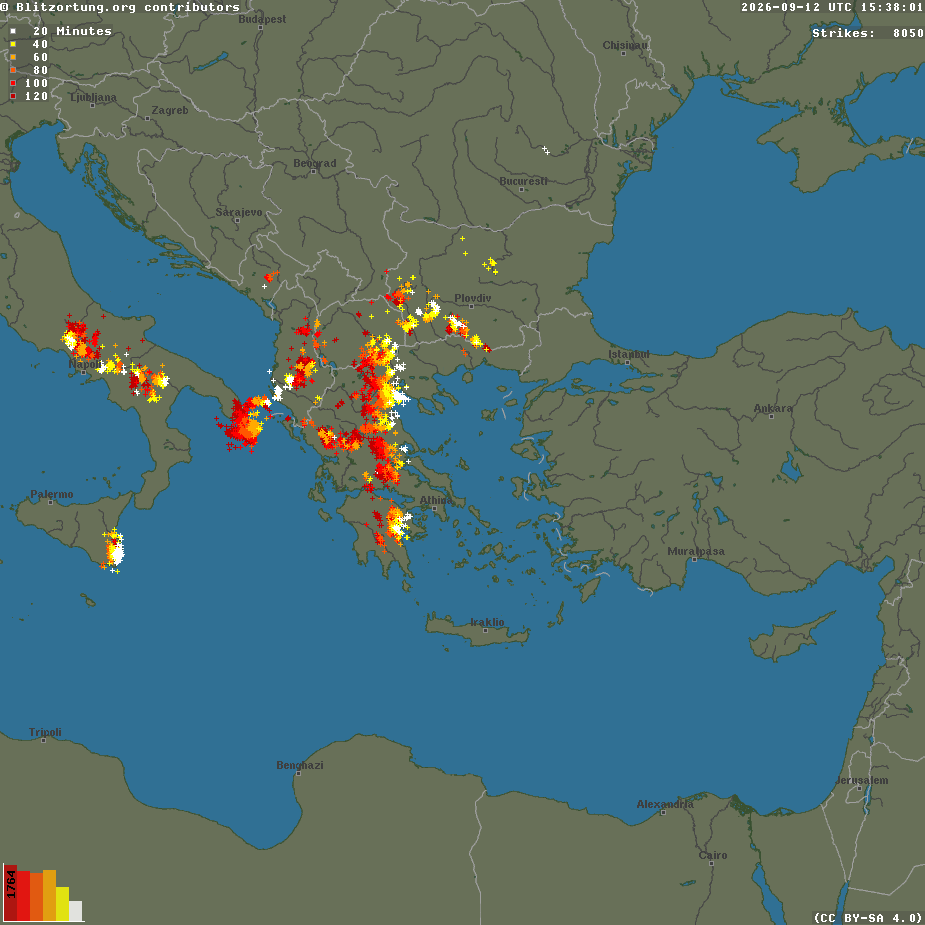 Live χάρτης κεραυνών και ηλεκτρικών φαινομένων στην Ελλάδα