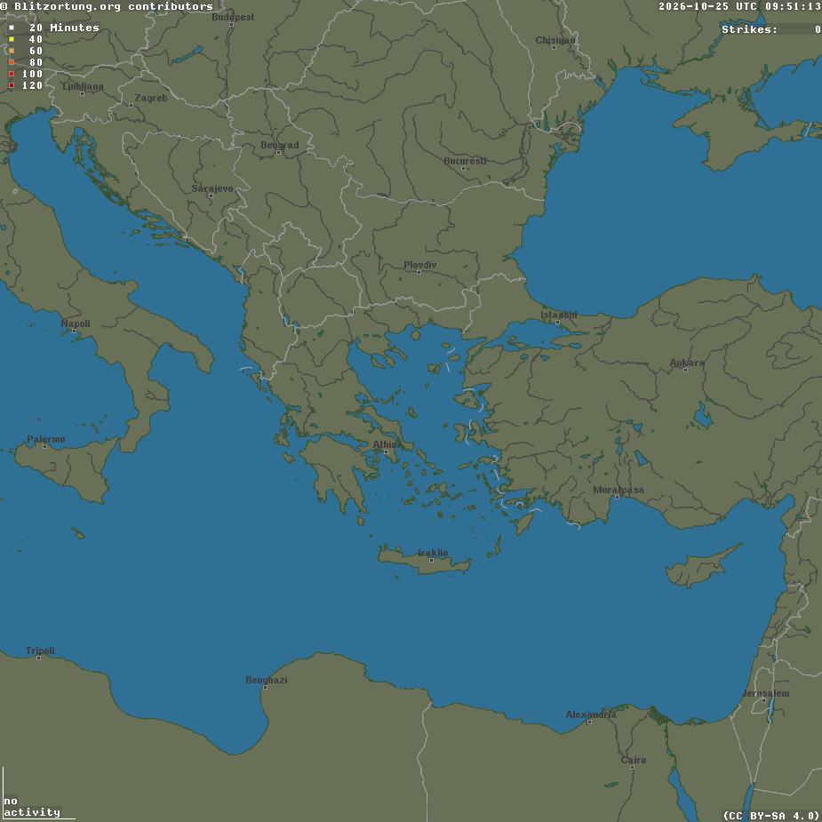 Live χάρτης κεραυνών και ηλεκτρικών φαινομένων στην Ελλάδα