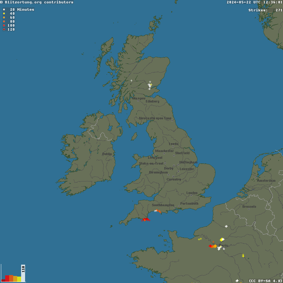 UK Lightning - strikes - Live Map and Thunderstorm Detector |  