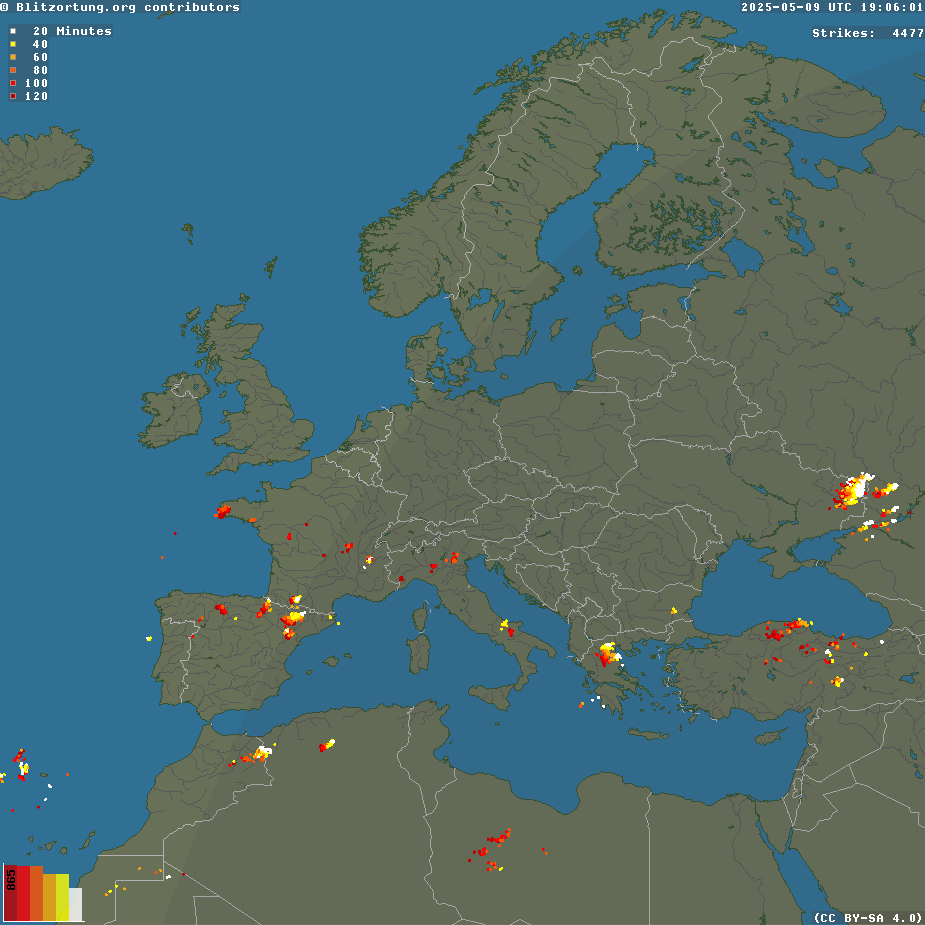 Mappa fulmini in Italia